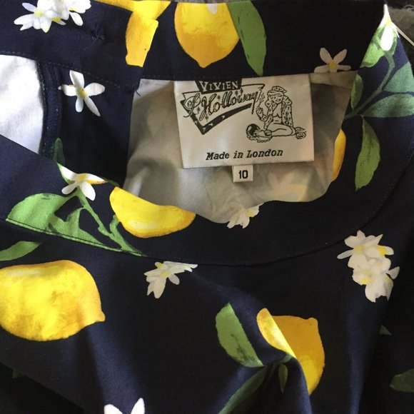 1950s Summer Lemon Navy Circle Skirt - Picture 4 of 5